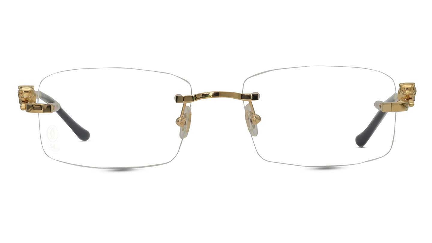 Cartier Women Rectangle Gold Eyeglass RivoliShop