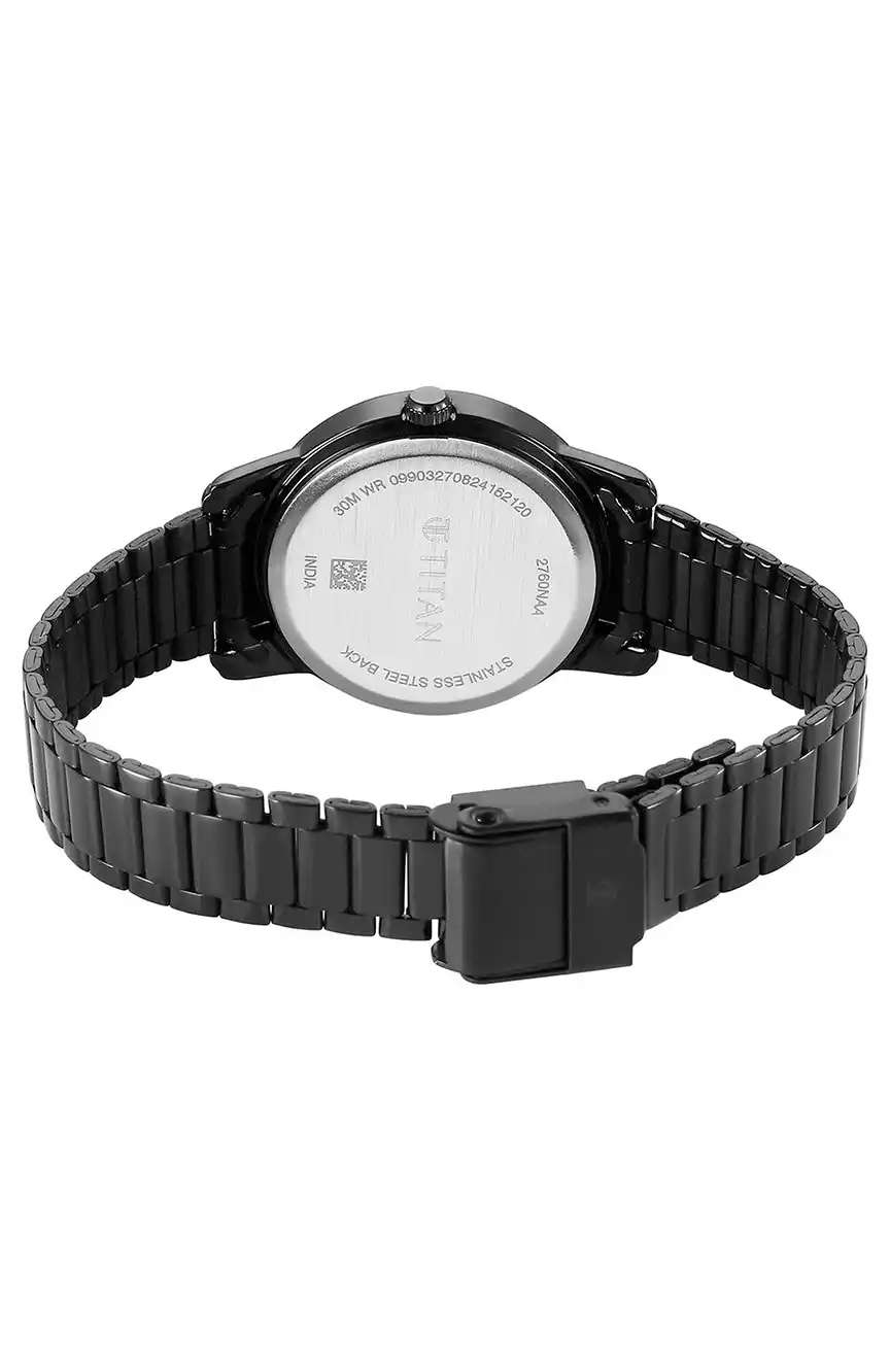 Titan Karishma Quartz Analog Purple Dial Black Stainless Steel Strap Watch For Women