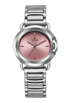 Titan Workmode Quartz Analog Pink Dial Stainless Steel Strap Watch For Women