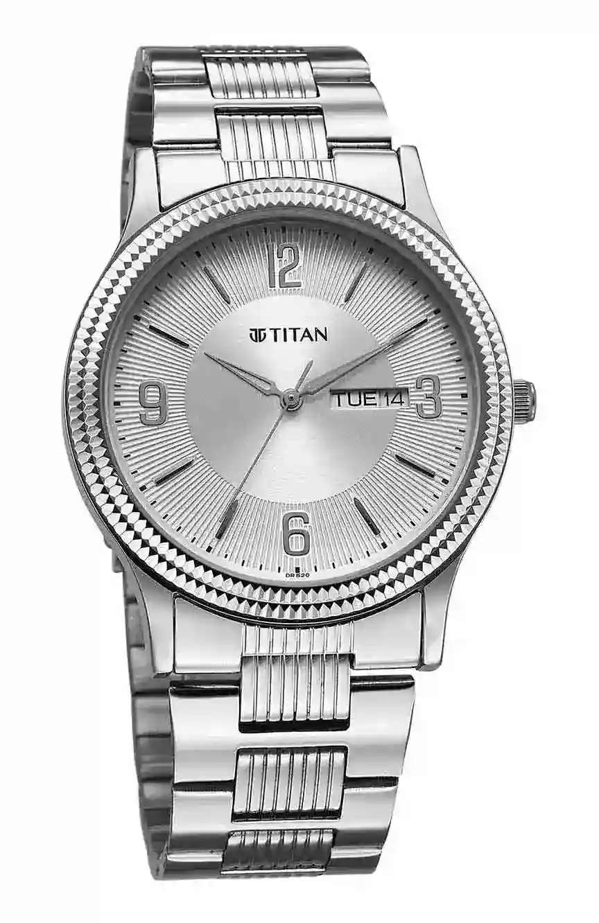 Titan Silver White Dial Analog Watch for Men