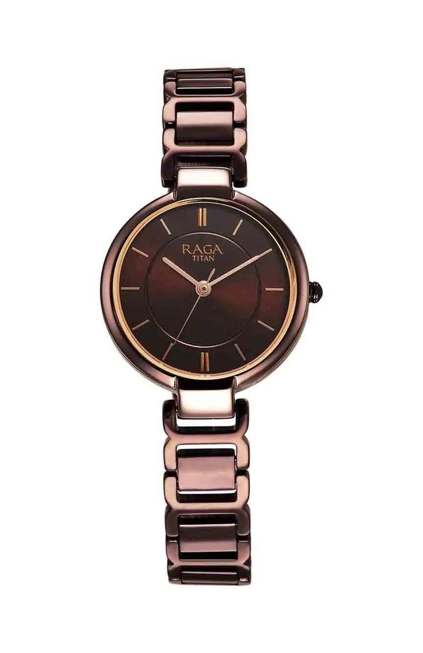 Titan Raga Women's Allure: Brown Dial with designer Metal Strap Watch