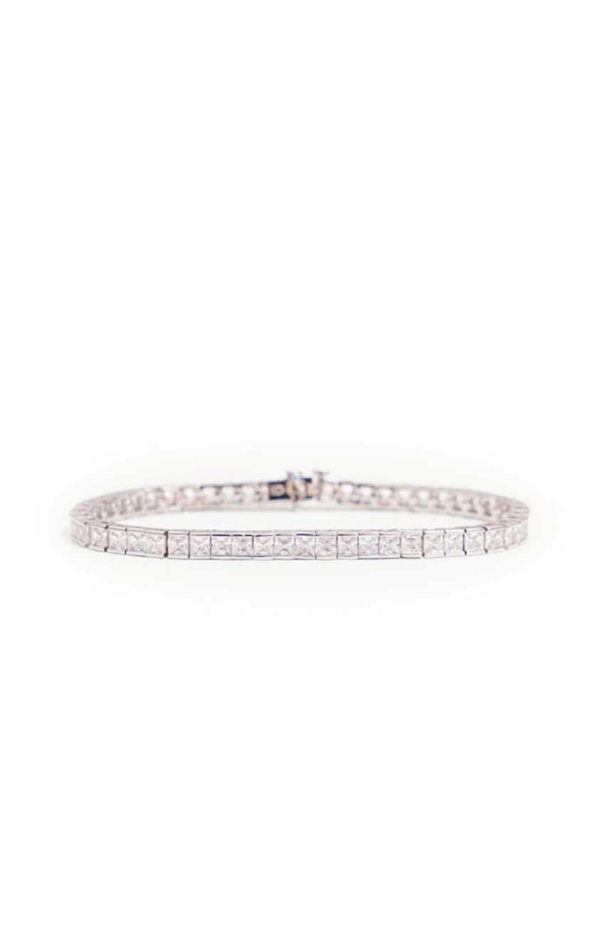Izabel Display Square Tennis Bracelet White Silver