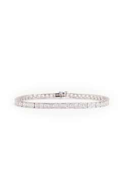 Izabel Display Square Tennis Bracelet White Silver