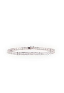 Izabel Display Square Tennis Bracelet White Silver
