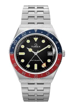 Timex Q GMT 38mm Stainless Steel Bracelet Watch