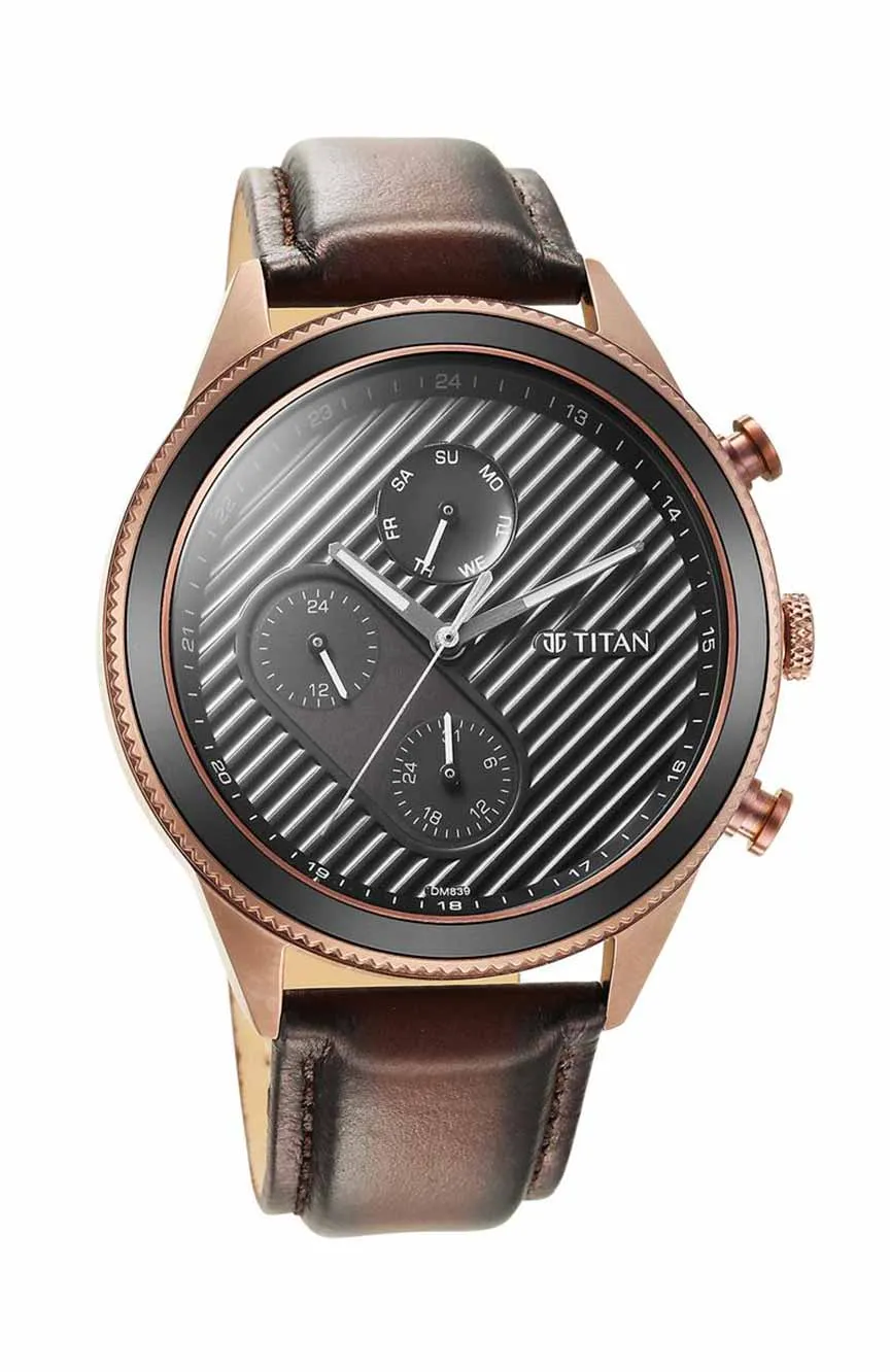 

Titan | Titan Quartz Analog Black Dial Leather Strap Watch for Men
