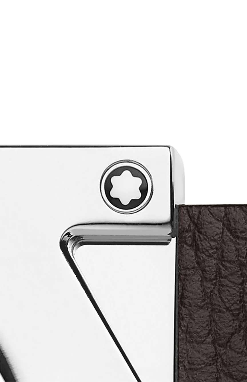 مون بلان حزام بعرض 35 مم جلد مُحبَّب بلون أبنوس