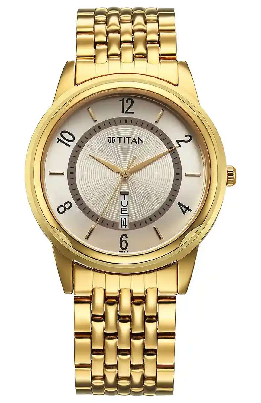 Titan Champagne Dial Analog with Day and Date watch for Men