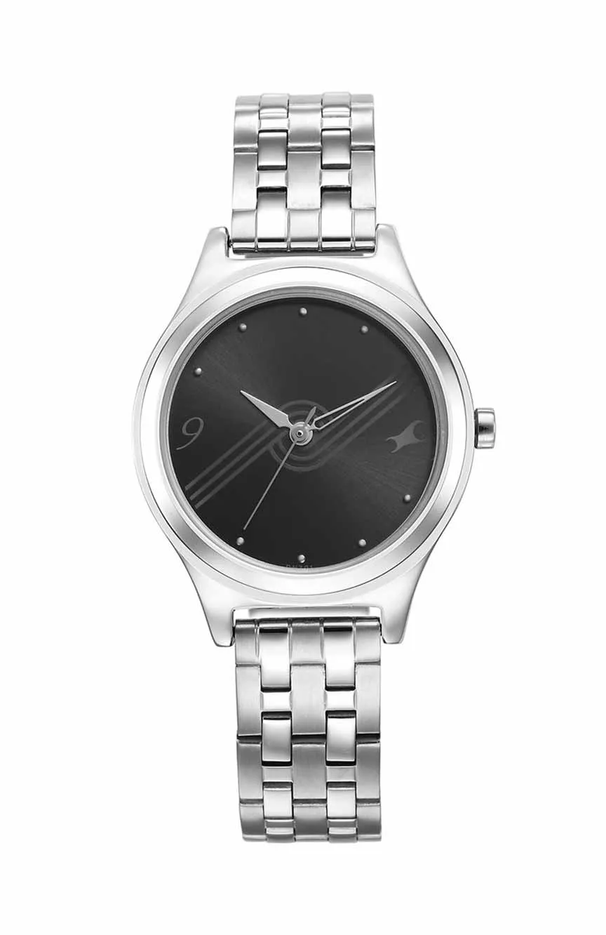 

Titan | Fastrack Stunners Black Dial Metal Strap Watch for Girls
