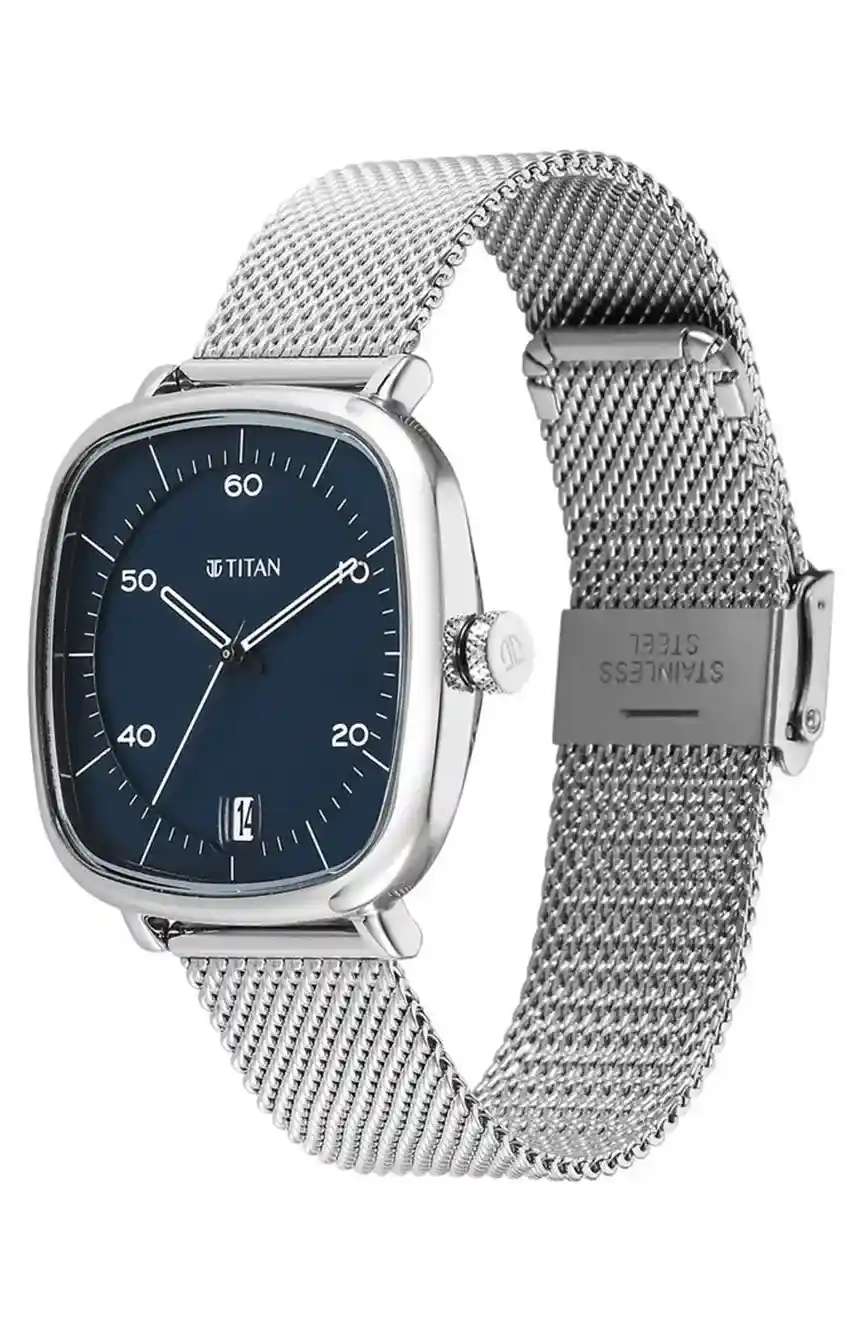 Titan Neo Curve Quartz Analog with Date Blue Dial Stainless Steel Strap Watch For Men