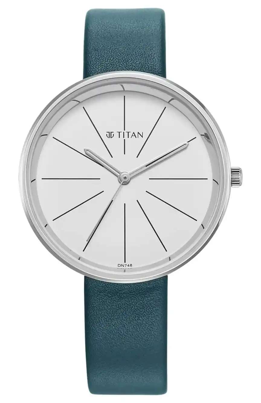 Titan Stackables Quartz Analog White Dial Leather Strap Watch For Women