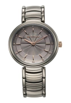 Titan Aura Quartz Analog Titanium Dial With Titanium Stainless Steel Strap Watch for Women