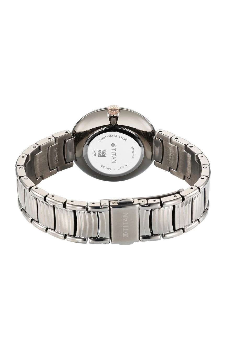Titan Aura Quartz Analog Titanium Dial With Titanium Stainless Steel Strap Watch for Women