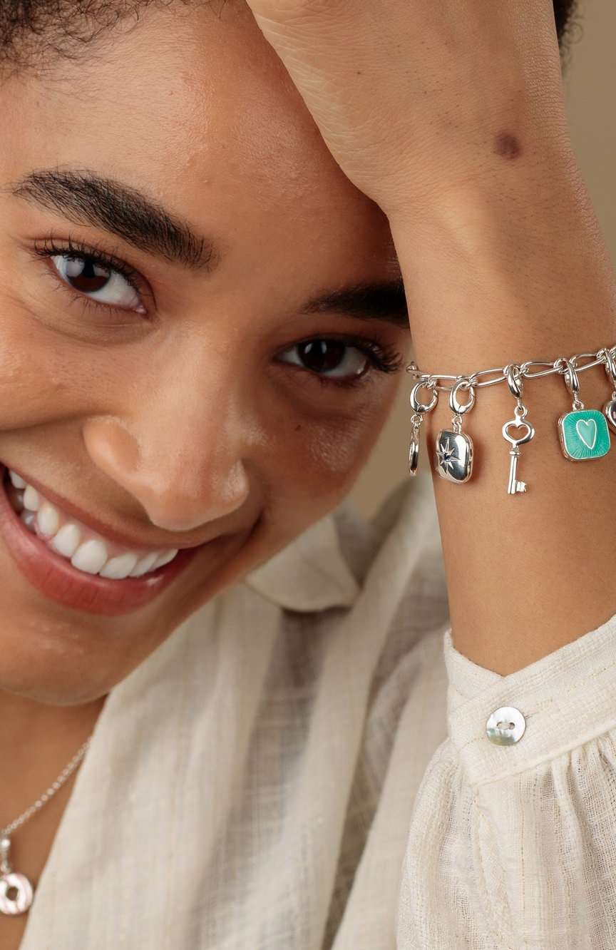 Lily Charmed Silver Turquoise Heart Locket Charm