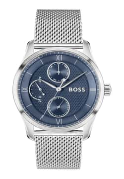 Boss ساعة بوص للرجال برينسيبل ماستر مستديرة بسوار من الفولاذ المقاوم للصدأ مقاس 41 مم
