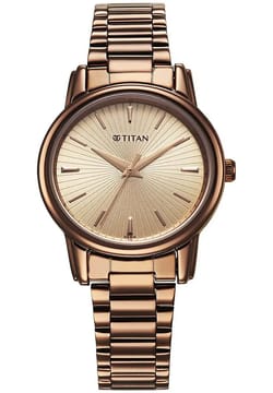 Titan Karishma Quartz Analog Beige Dial Brown Stainless Steel Strap Watch For Women