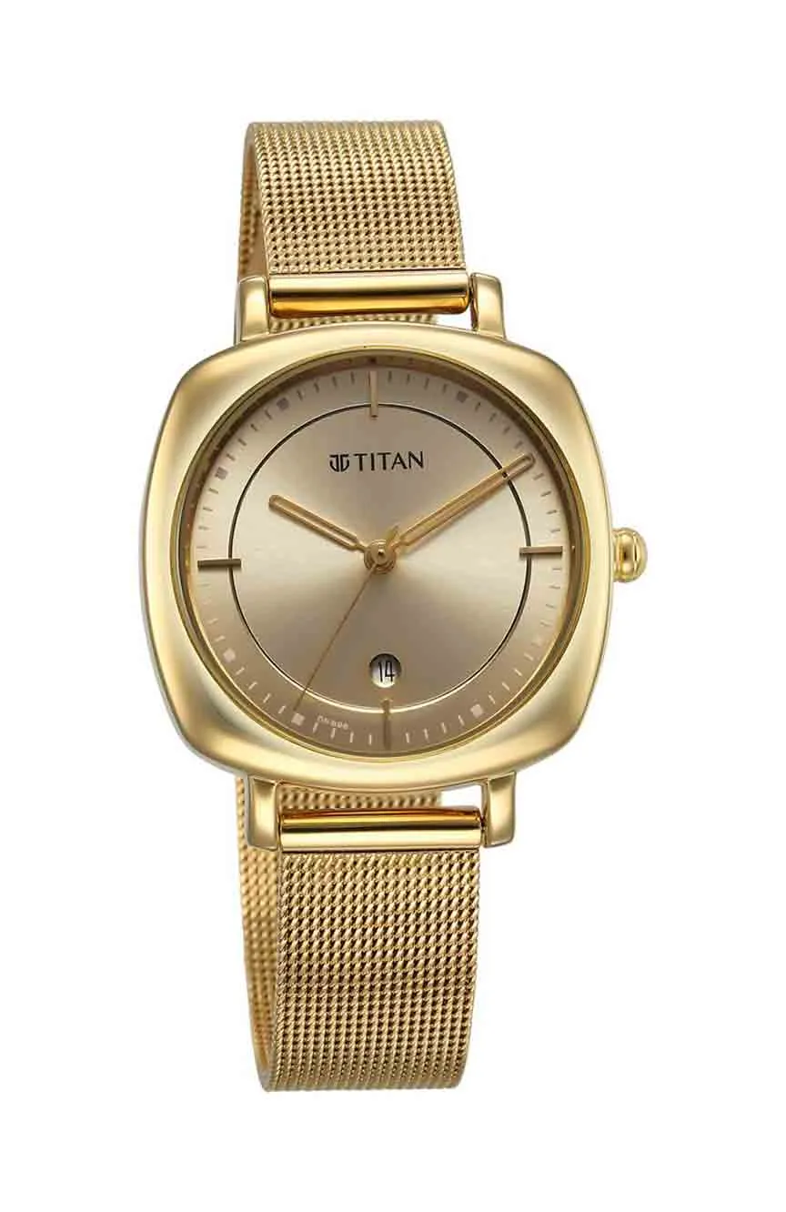 

Titan | Titan Shaped Case Biege Dial Metal Strap Watch