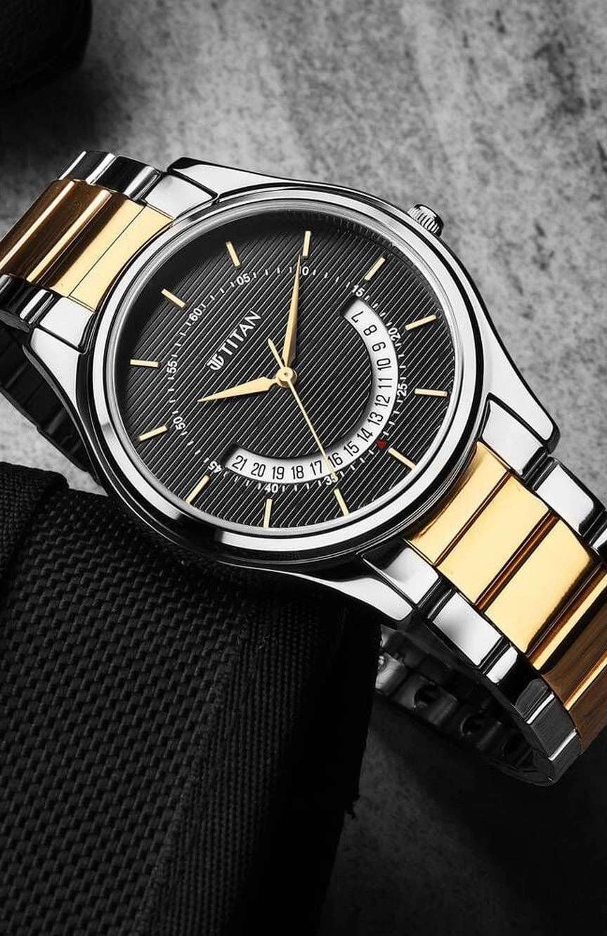 Titan Men's Multifunction Karishma: Two-Tone Steel Elegance Watch