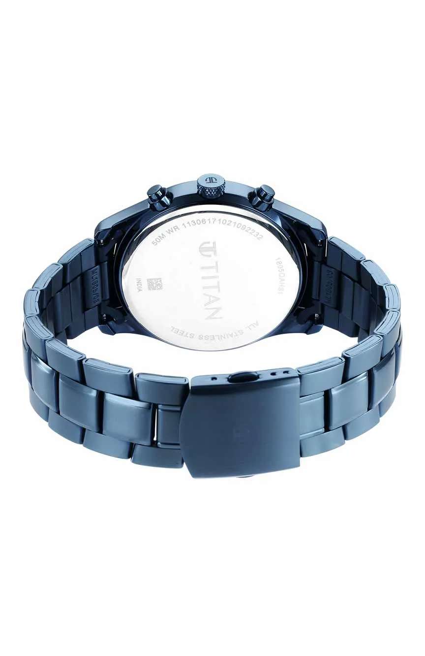 Titan Neo Splash Blue Dial Quartz Multifunction Stainless Steel Strap watch for Men