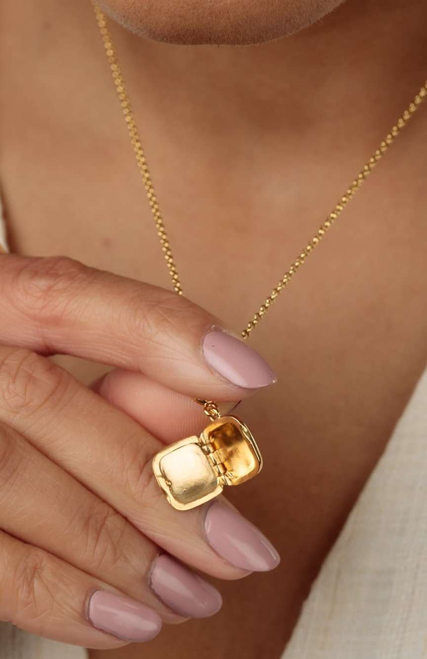 Lily Charmed Gold Star Locket Charm With Blue Stone