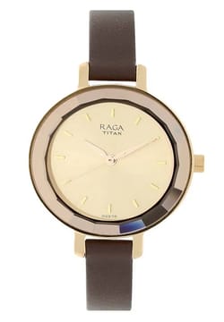 Titan Raga Viva Rose Gold Dial Women Watch With Leather Strap