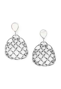 Ori Tao 2 elements silvered earrings Shinomoki