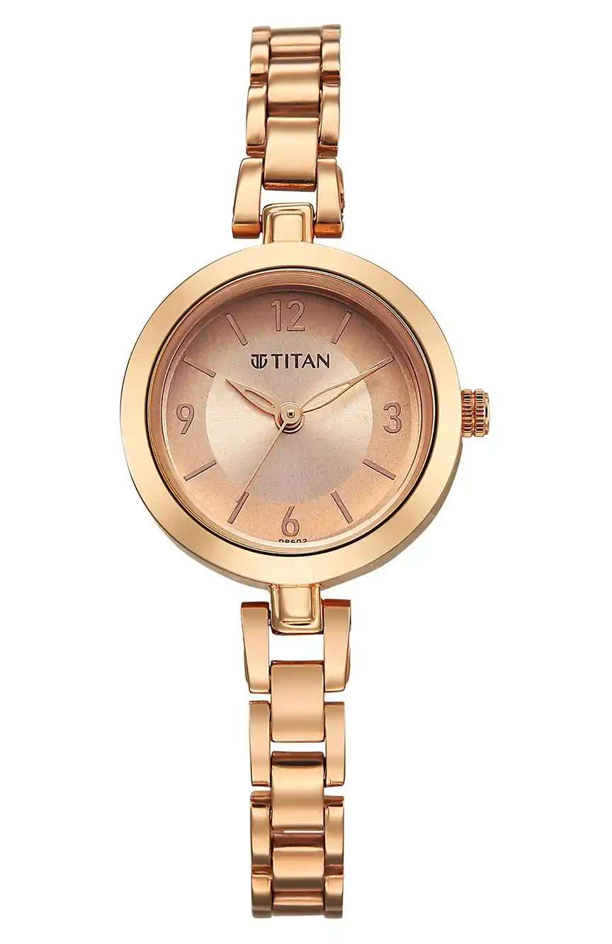 Titan Karishma Rose Gold Round Dial Metal Strap Analog Watch for Women