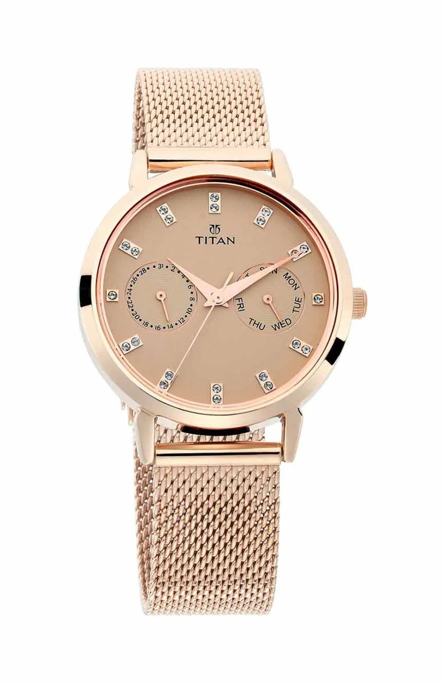 

Titan | Titan Sparkle Quartz Analog with Day and Date Beige Dial Watch for Women