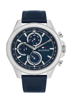 Tommy Hilfiger ساعة كلارك مقاس 46 مم بسوار جلدي من تومي هيلفيغر للرجال
