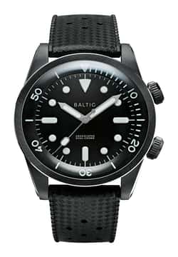 Baltic أكواسكيف مزدوجة التاج - لون أسود PVD - بسوار مطاط لون أسود - مقاس متوسط