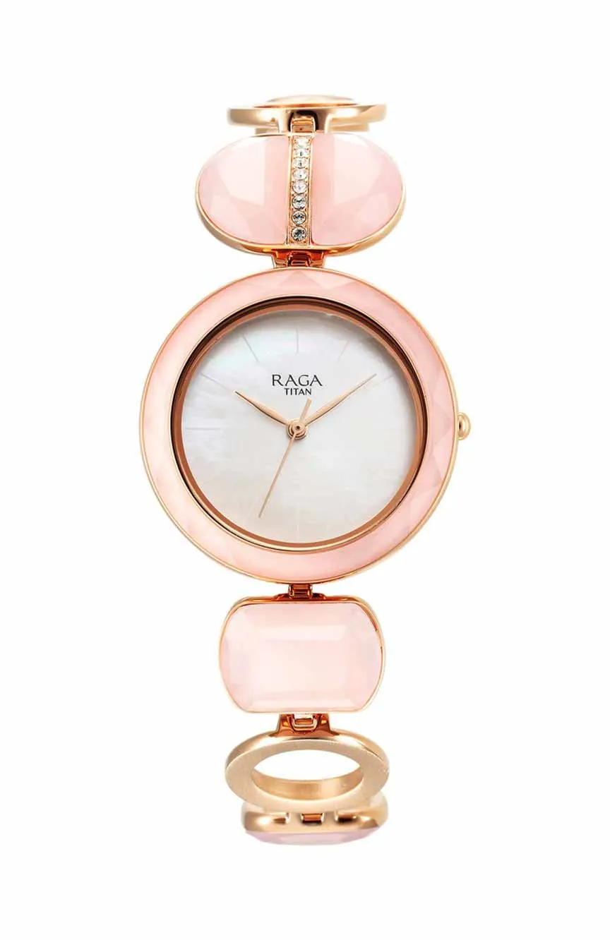 

Titan | Titan Raga New You Quartz Analog Mother Of Pearl Dial Rose Quartz stone Strap Watch for Women