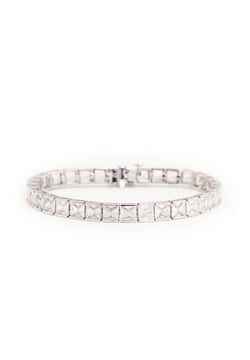 Izabel Display Large Square Tennis Bracelet White Silver