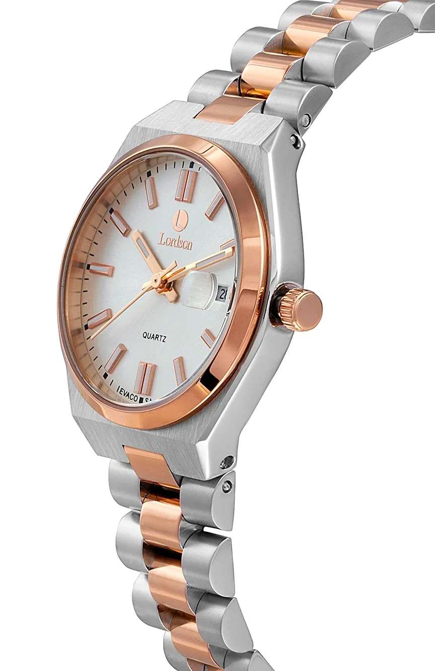 Lordson Ladies Silver Rose Gold Stainless Steel watch