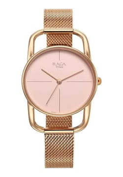 Titan Raga Chic Quartz Analog Pink Dial Metal Strap Watch for Women