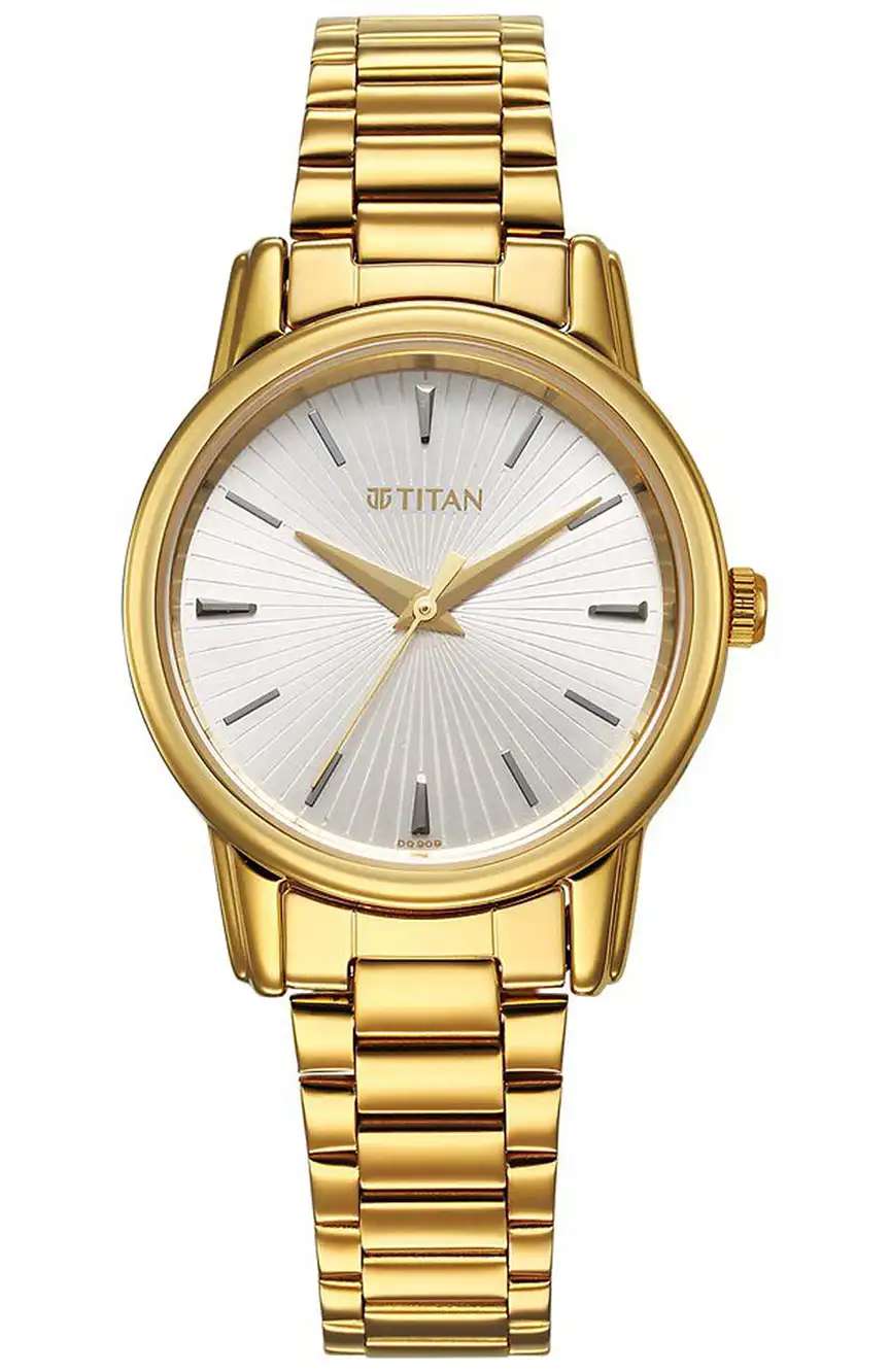 Titan Karishma Quartz Analog Silver Dial Golden Stainless Steel Strap Watch For Women