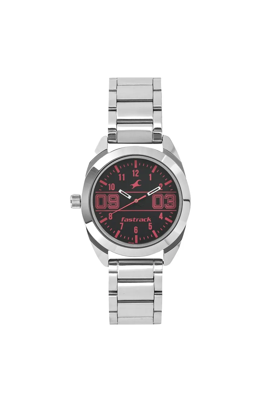 

Titan | Fastrack Varsity Quartz Analog Black Dial Stainless Steel Strap Watch for Girls