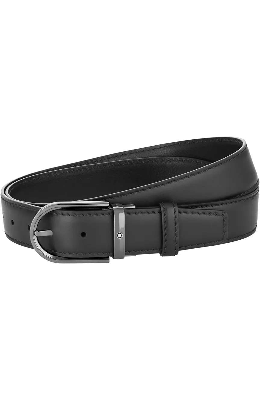 Montblanc Horseshoe Buckle Black 35 MM Leather Belt