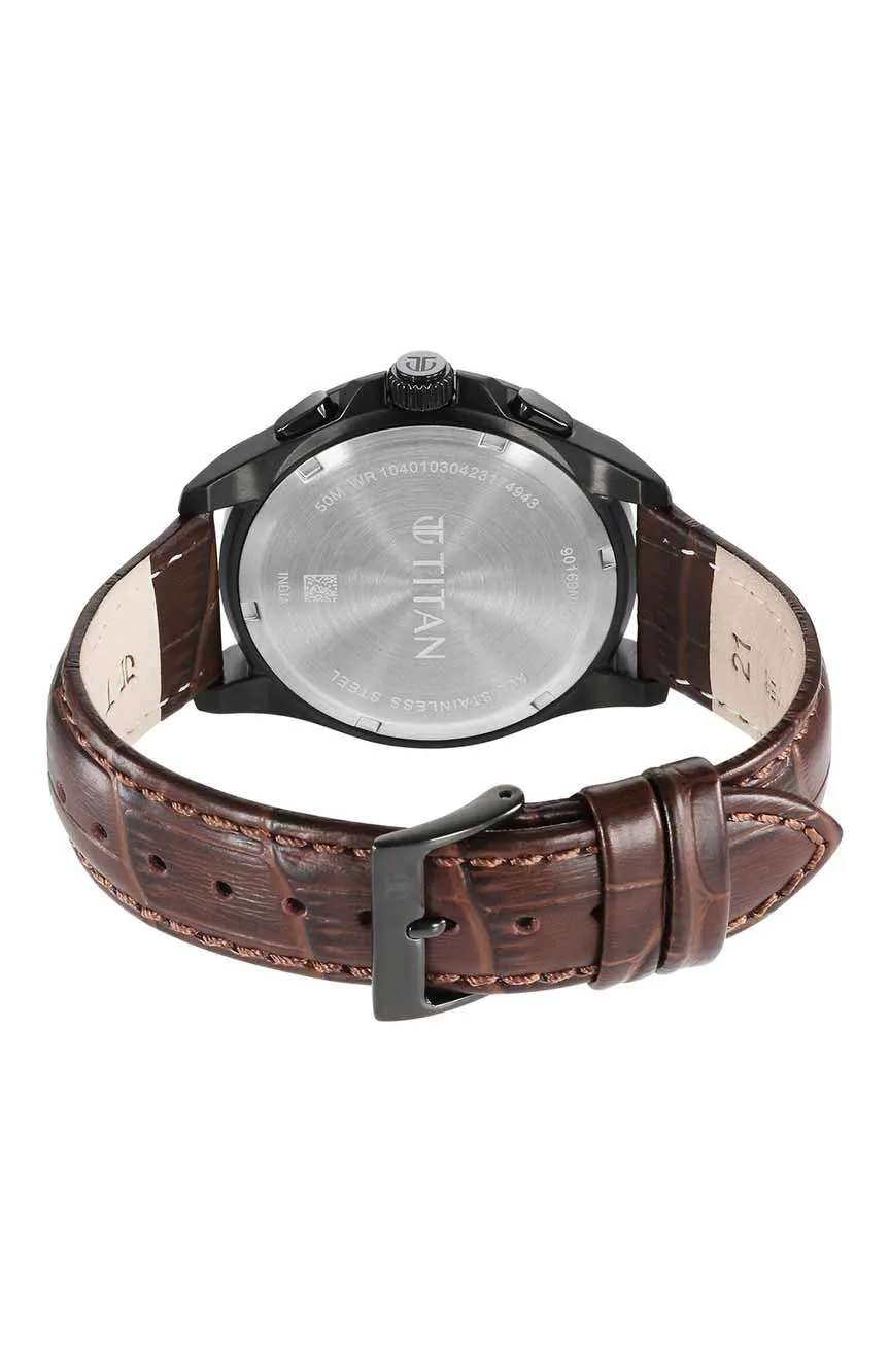 Titan Classic Chrono Blue Dial Quartz Multifunction Leather Strap watch for Men