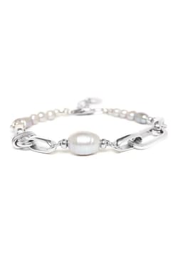 Ori Tao Bracelet with centered pearl mesh and chain