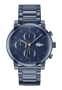 Lacoste ساعة لاكوست ريبلاي بميناء مستدير مقاس 43 مم وسوار ستانلس إستيل للرجال