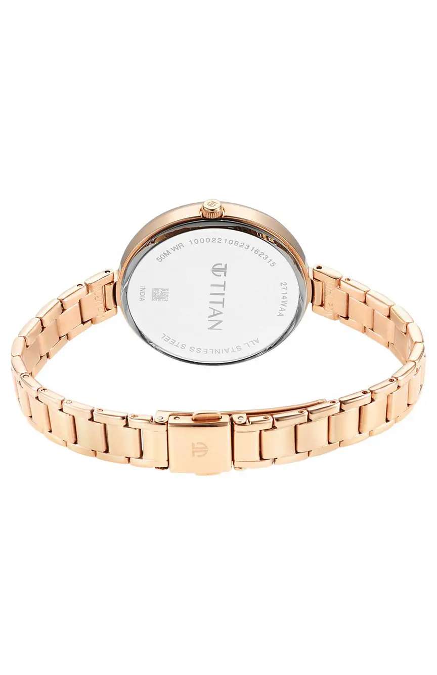 تيتان ساعة تيتان بيربل ستاكيبلز كوارتز بميناء ثنائي اللون وسوار ستانلس إستيل للنساء