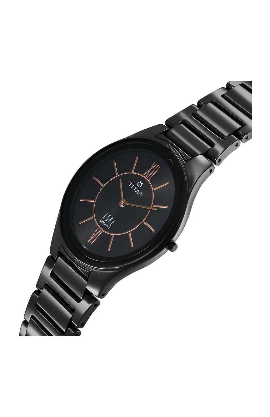Titan Edge Ceramic Quartz in Rich Black Dial Watch for Men