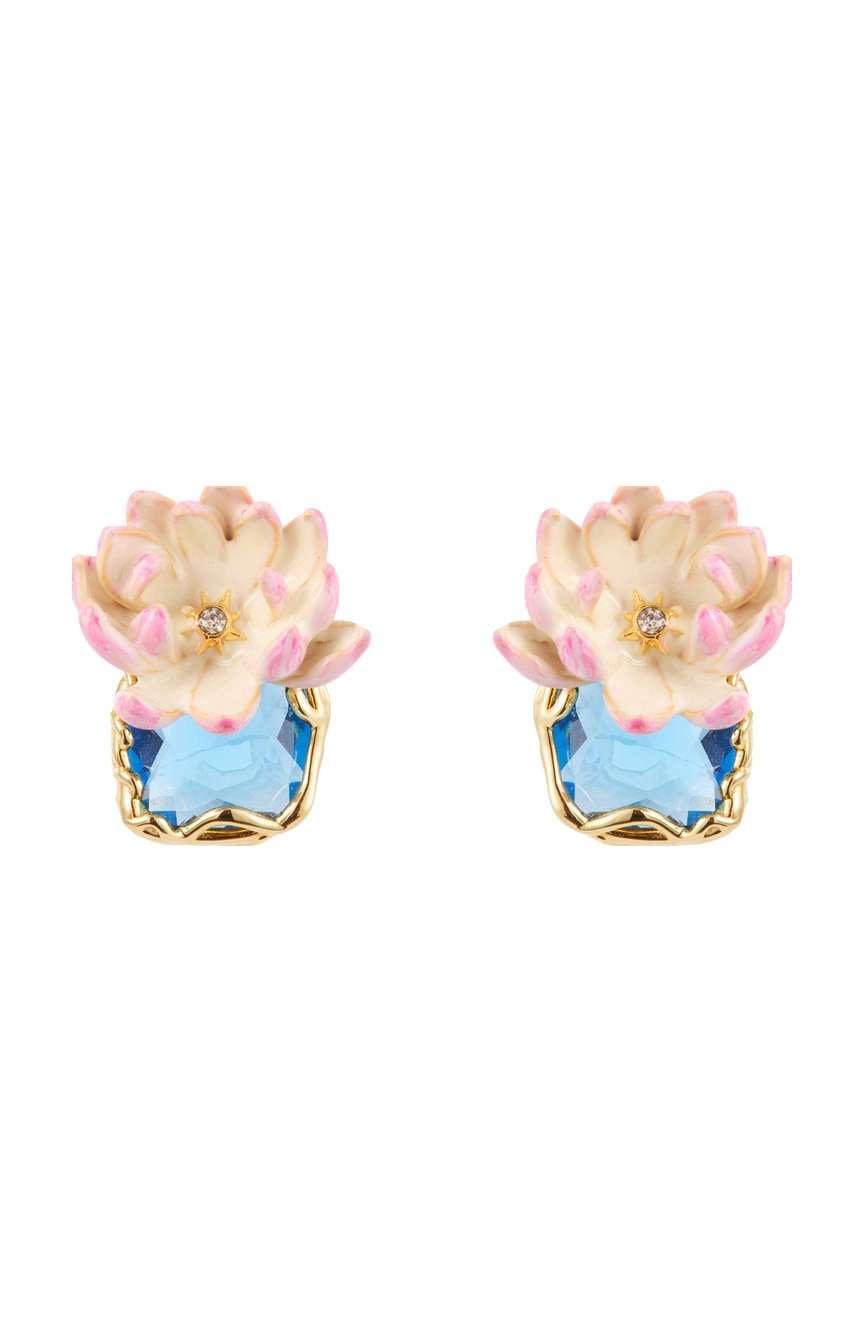 Les Nereides Pink Water Lily Post Earrings