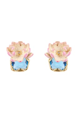 Les Nereides Pink Water Lily Post Earrings