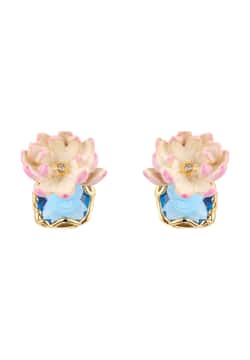 Les Nereides Pink Water Lily Post Earrings