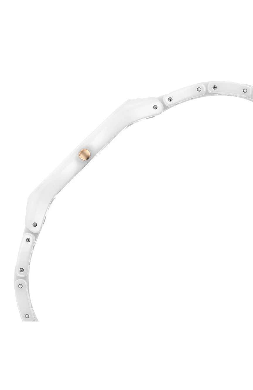 Titan Edge Ceramic Quartz in Arctic White with Diamonds and Rich Mother Of Pearl Dial Watch for Women