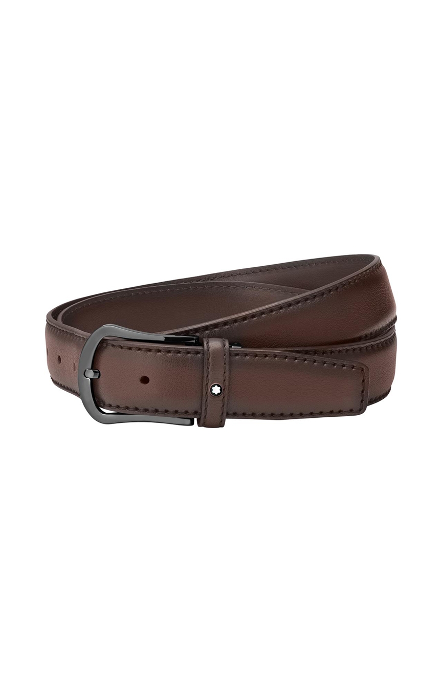 مون بلان Rounded Matt Satinless Steel Black PVD Pin Buckle Belt