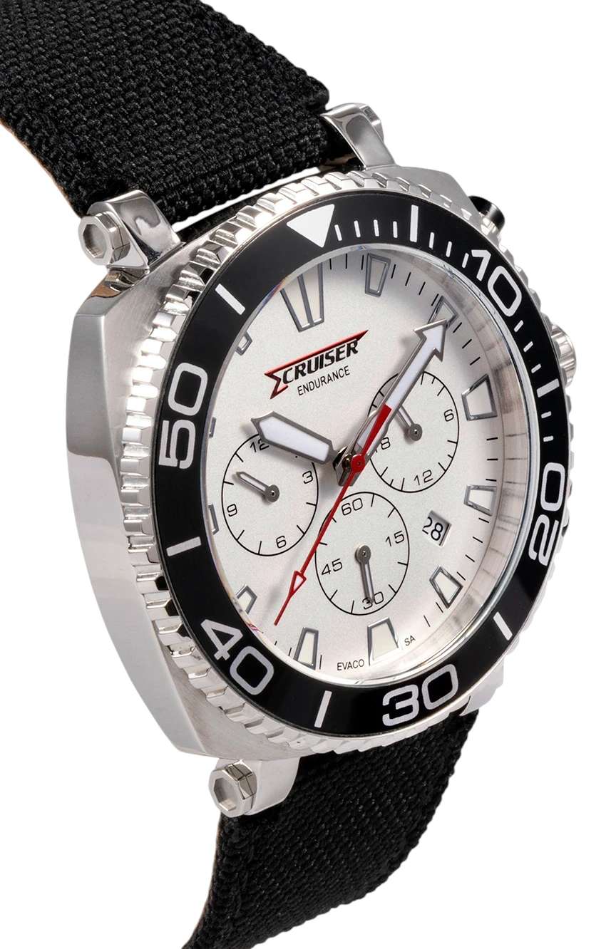 كروزر Gents Black canvas strap watch