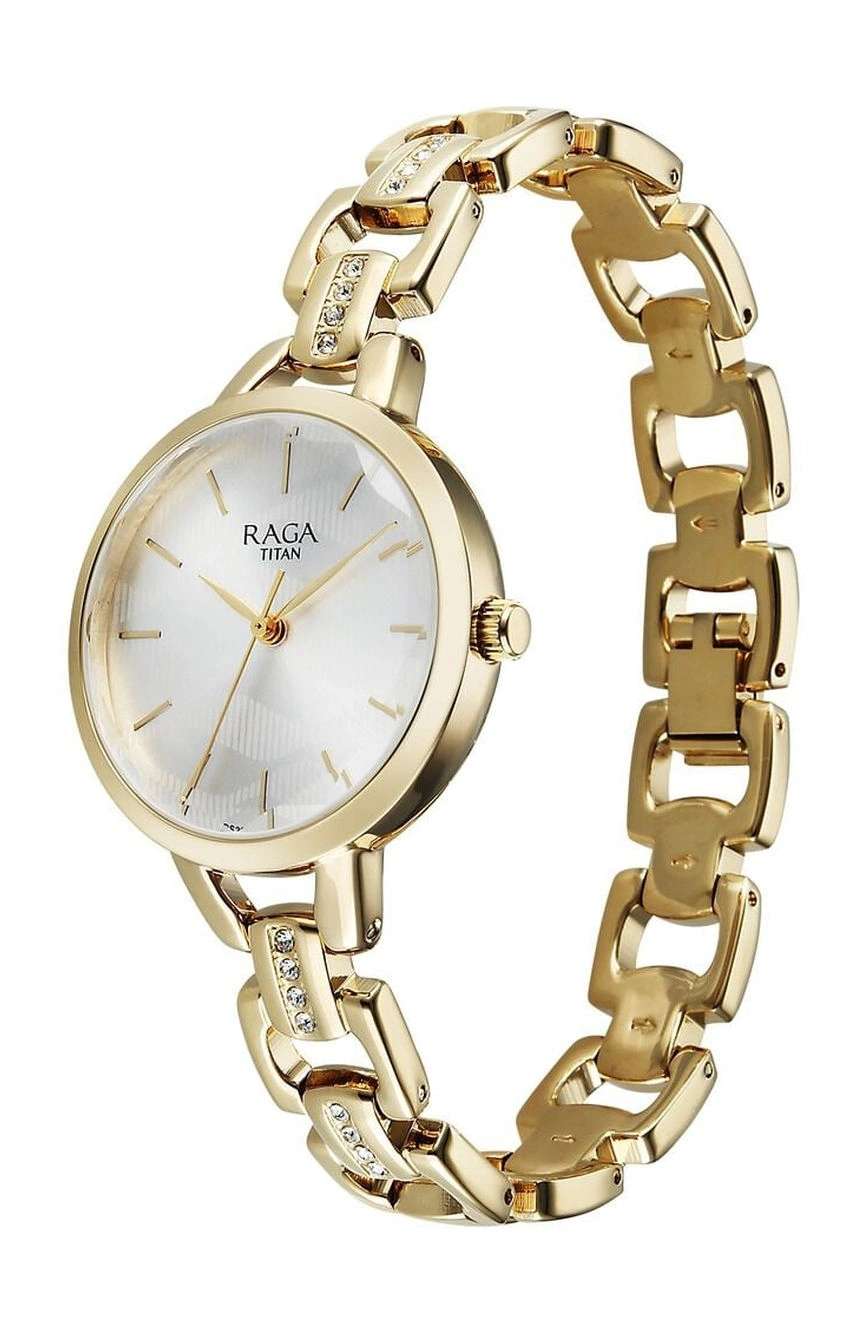 Titan Raga Showstopper Quartz Analog Silver Dial Metal Strap Watch For Women