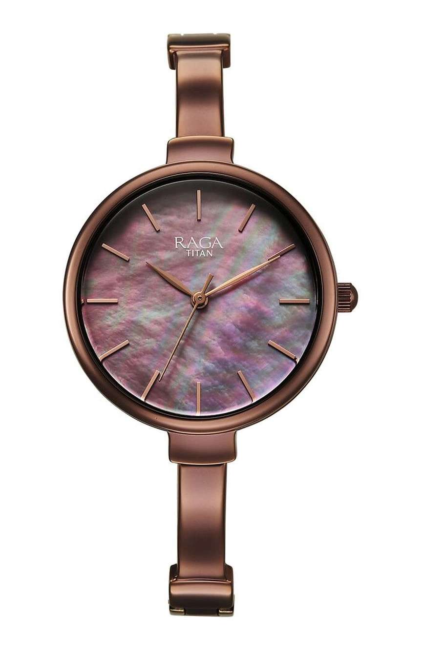 Titan Raga Showstopper Quartz Analog Brown Dial Metal Strap Watch For Women